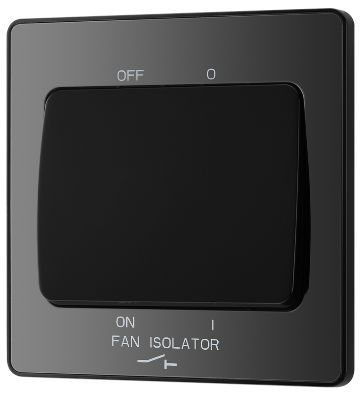 PCDBC15B Front - This Evolve Black Chrome 10A triple pole fan isolator switch from British General provides a safe and simple method of isolating mechanical fan units.