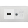 BG Screwless Brushed Steel Media Wall Plate TV Aerial, HDMI & CAT6 Outlet – White Insert by British General