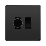 BG Evolve Black Chrome 2 Gang Switch 1x Trailing Edge LED Dimmer 1x Intermediate Grid Switch by British General (BG-Evolve-BC-2G-CUSTOM-1x-Dimmer-1x-INT)