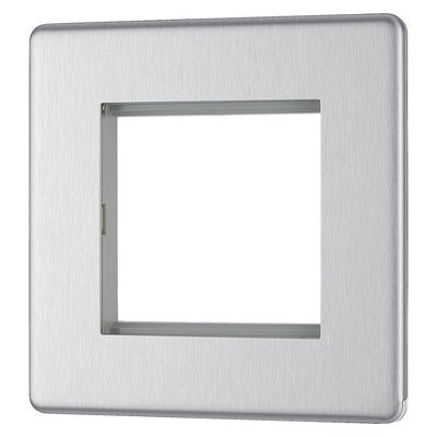 BG Brushed Steel 45W USB Wall Socket Euro Module USB-A & C - Black Insert