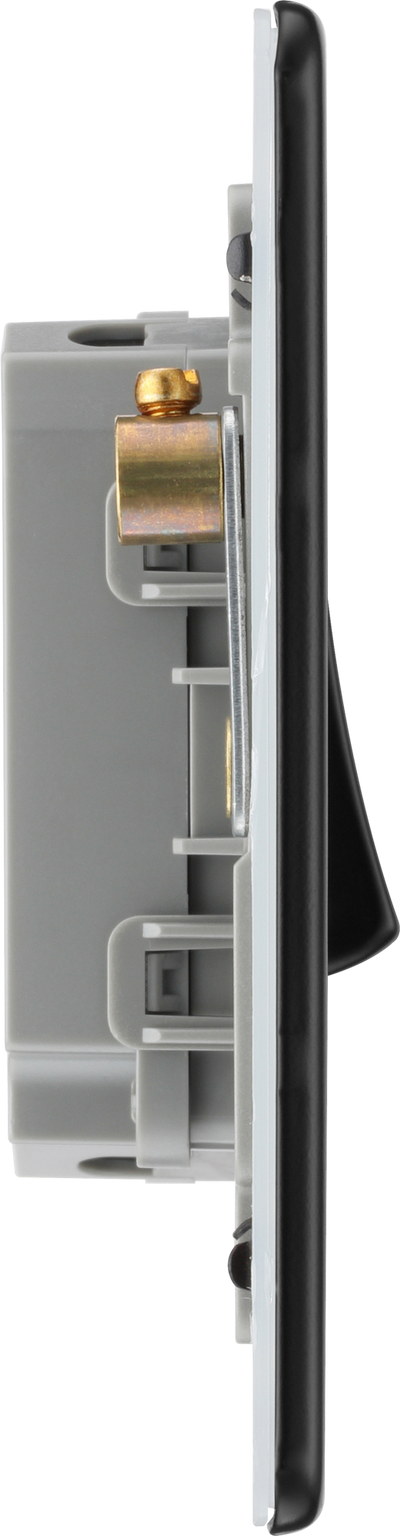 BG Nexus Flatplate Screwless Matt Black Quad Light Switch FFB44 20 Amp by British General (BG-FFB44-1)