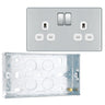 BG Screwless Polished Chrome 13A Double Switched Socket FPC22W with 25mm Steel Back Box by British General (BG-FPC22W+HGS04)