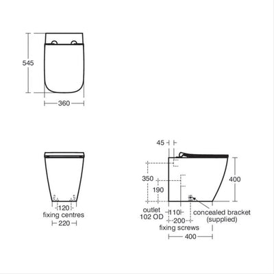 Ideal Standard i.Life B Back To Wall Pan - White - E260801