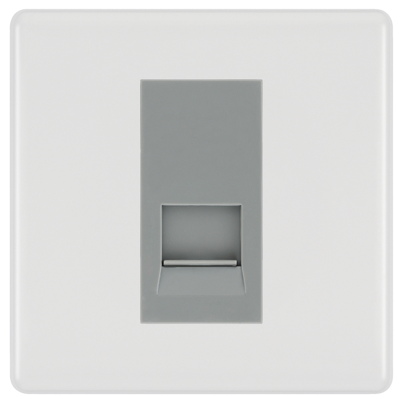 BG White Moulded Single Master Telephone Socket – Grey Insert