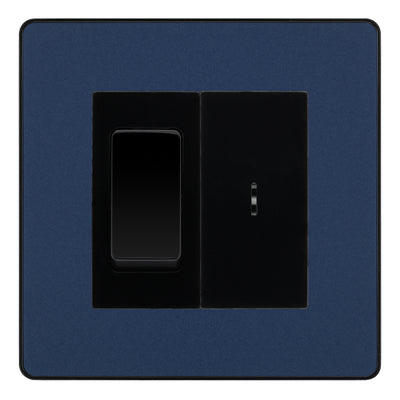 BG Evolve Matt Blue 2 Way Single Pole Key Switch with 2 Way Single Pole Switch, Key Included - Black Insert