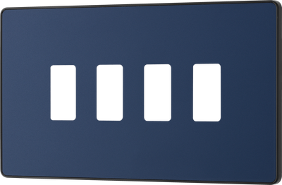 BG RPCDDB4B Evolve Grid Matt Blue 4 Module Rectangular Front Plate - Black Trim