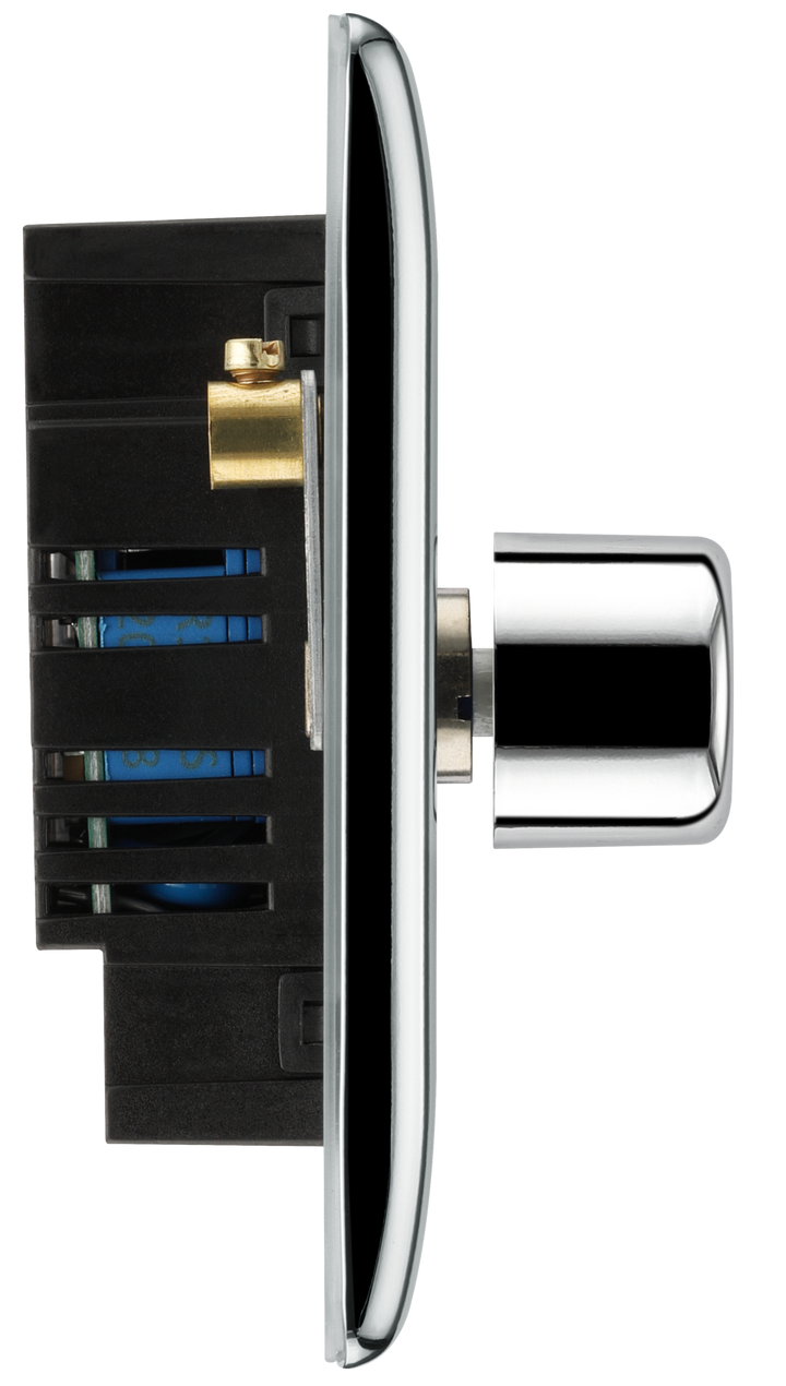 NPC83 Side - This trailing edge triple dimmer switch from British General allows you to control your light levels and set the mood. The intelligent electronic circuit monitors the connected load and provides a soft-start with protection against thermal.