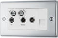 BG NPC69 Nexus Quadplex Tv/fm/sat (X2)+return & 1 Gang Tel-screened