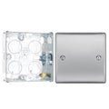BG Nexus Brushed Steel Single Blank Plate NBS94 and 25mm Steel Back Box