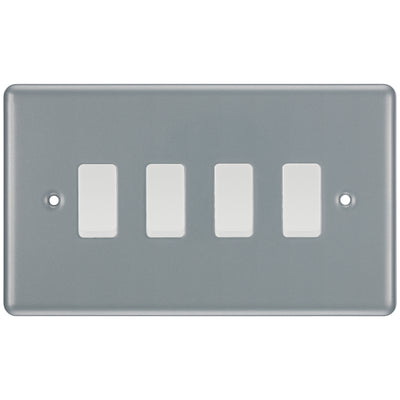 BG Metal Clad 4 Gang Switch 2x Intermediate 2x 2 Way Custom Grid Light Switch