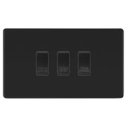BG Screwless Matt Black 3 Gang Custom Appliance Grid Switch Panel Kitchen by British General (BG-Screwless-MB-Kitchen-Appliance-3Gang)