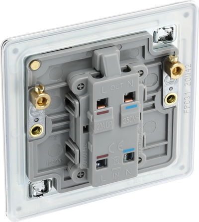 BG Electrical FPC31 Nexus Screwless Flat-Plate Single Switch Polished Chrome Neon 2 Way 20A