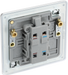 FPC31 Back -  This Screwless Flat plate polished chrome finish 20A double pole switch with indicator from British General has been designed for the connection of refrigerators, water heaters, central heating boilers and many other fixed appliances.