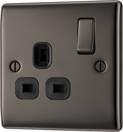 BG NBN21B Nexus Metal Black Nickel 1 Gang 13A Switched Socket