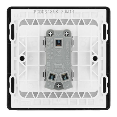 BG Evolve Matt Black 1G Wide Rocker Light Switch PCDMB12WB with 35mm Steel Back Box