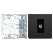 BG Evolve Black Chrome Single Co-Axial Socket PCDBC60B with 35mm Steel Back Box