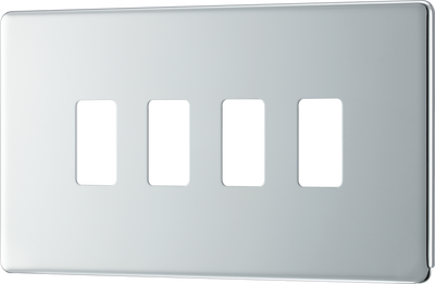 BG RFPC4 Nexus Screwless Grid Polished Chrome 4 Module Front Plate