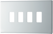 BG RFPC4 Nexus Screwless Grid Polished Chrome 4 Module Front Plate by British General (BG-RFPC4-Shopify-SA_1)