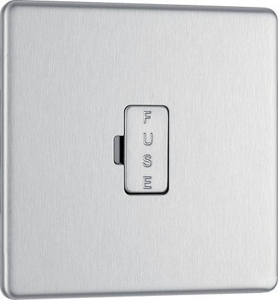 Newlec British General FBS54 Nexus Flatplate Screwless Brushed Steel 13A Unswitched Fused Spur Unit