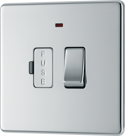 BG Electrical FPC52 Nexus Screwless Flat-Plate Switched Fused Connection Spur Unit Polished Chrome Neon 13A