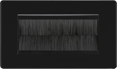 BG Screwless Matt Black Double 4 Gang Brush Cable Entry Wall Plate by British General (BG-FFBEMR4+EMFO-1)