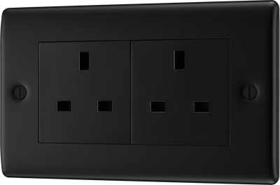 BG NFB24B Nexus Metal Matt Black 2G 13A Unswitched Socket Black Insert