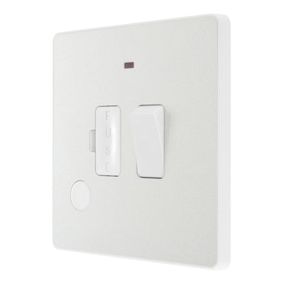 BG Evolve Pearlescent White 13A Switched Spur + Neon PCDCL52W with 35mm Steel Back Box