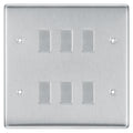 BG Brushed Steel 6 Gang 2 Way Custom Grid Light Switch with Back Box Included
