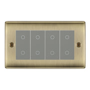 BG Nexus Antique Brass Quad Secondary Touch Dimmer Switch - Grey Insert by British General (BG-NABTDS4G)