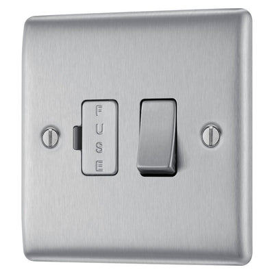 BG Nexus Brushed Steel 13A Switched Fused Connection Unit & Surface Pattress Back Box