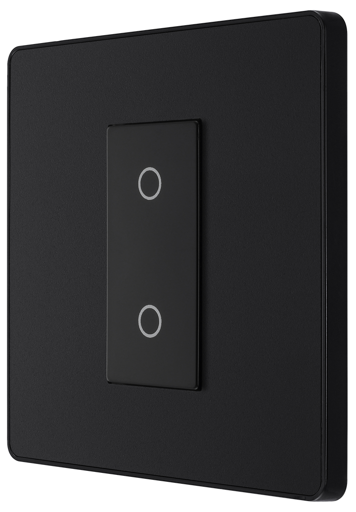 PCDMBTDS1B Front - This Evolve Matt Black single secondary trailing edge touch dimmer allows you to control your light levels and set the mood.