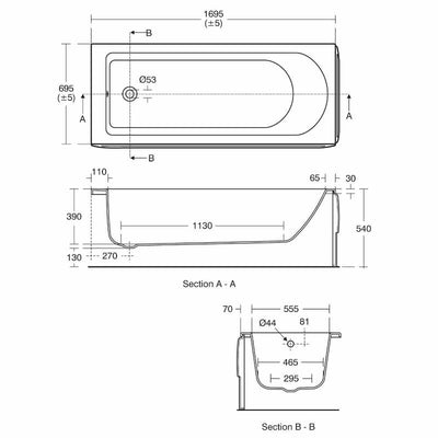 Ideal Standard Tesi 1700x700mm Idealform Single Ended Bath - White - T000501 by Ideal Standard (IdealStandard-T000501)