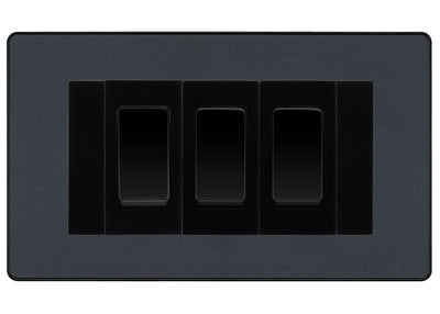 BG Evolve Matt Grey 3 Gang 20AX 2-Way Switch Custom Grid - Black Insert