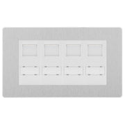 BG Evolve Brushed Steel 4 Gang RJ45 Cat6 Data Socket White Inserts by British General (BG-PCDBSRJ454C5EW)