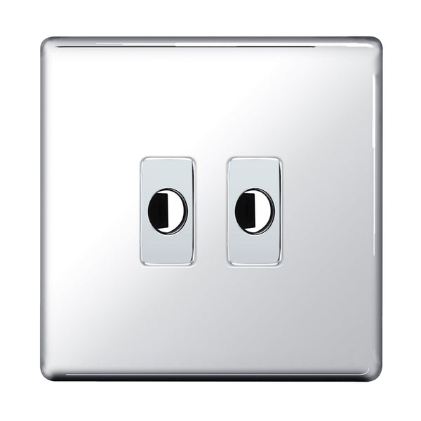 BG Nexus Screwless Polished Chrome 2 Gang Flex Outlet Socket