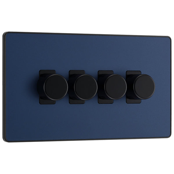 BG Evolve Matt Blue 4 Gang Custom Grid Dimmer Light Switch PCDDB84B