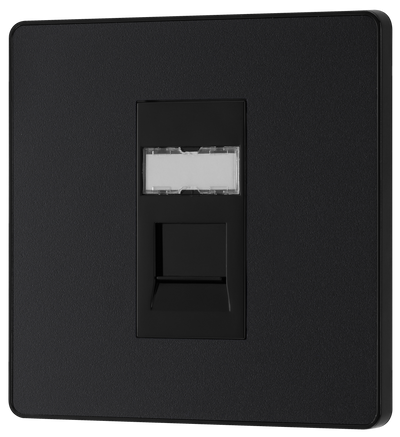 BG PCDMBRJ451B Matt Black Evolve RJ45 Cat6 Outlet-Black Insert