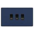 BG Evolve Matt Blue Custom Appliance Grid Switch 3 Gang Screwless