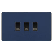 BG Evolve Matt Blue Custom Appliance Grid Switch 3 Gang Screwless by British General (BG-EVOLVE-MATT-BLUE-3GANG-APPLIANCE)