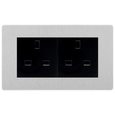 BG Evolve Brushed Steel 4 Gang 13A Unswitched Socket - PCDBS4GUSSB