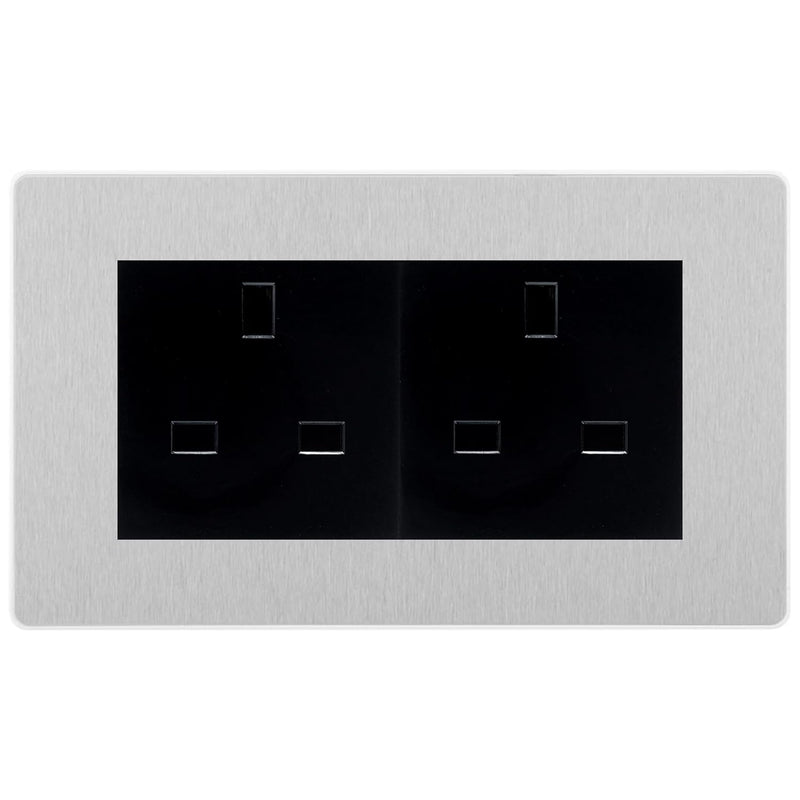 BG Evolve Brushed Steel 4 Gang 13A Unswitched Socket - PCDBS4GUSSB