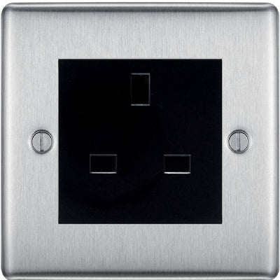 BG Nexus Metal Brushed Steel 13A Unswitched Socket NBS23B by British General (BG-NBS23B)