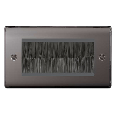 BG Black Nickel Double 4 Gang Brush Cable Entry Wall Plate Black by British General (BG-NBNEMR4+EMFO-1)