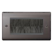 BG Black Nickel Double 4 Gang Brush Cable Entry Wall Plate Black by British General (BG-NBNEMR4+EMFO-1)