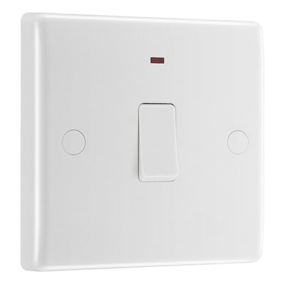 BG Nexus 1 Gang 20A 2 Pole Flex Outlet Neon Switch & 50mm Pattress Back Box