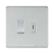BG Screwless Brushed Steel 2 Gang 2 Way Single Pole Key Switch with 2 Way Single Pole Switch by British General (BG-SCL-BS-2G-1x-KS-1x-SP)