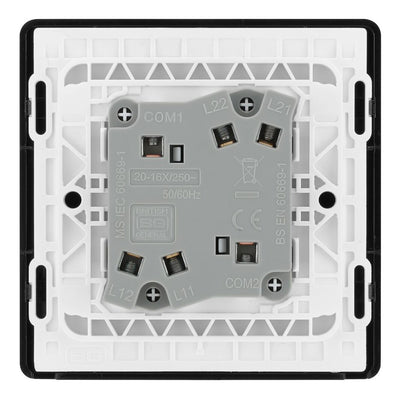 BG Evolve Matt Blue 2 Gang 20A 16AX 2 Way Light Switch PCDDB42B with 35mm Steel Back Box