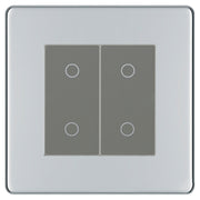 BG Nexus Screwless Polished Chrome Double Master Touch Dimmer Switch Grey Inserts FPCTDM2G by British General (BG-EMTDMG+FPCEMS2)