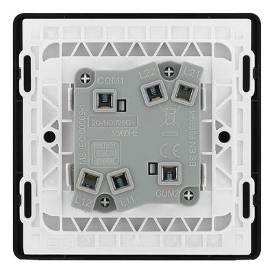 BG Evolve Satin Brass 2G Wide Rocker Light Switch PCDSB42WB with 25mm Steel Back Box