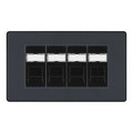 BG Evolve Matt Grey 4 Gang RJ45 Cat6 Data Socket Outlet Black Inserts